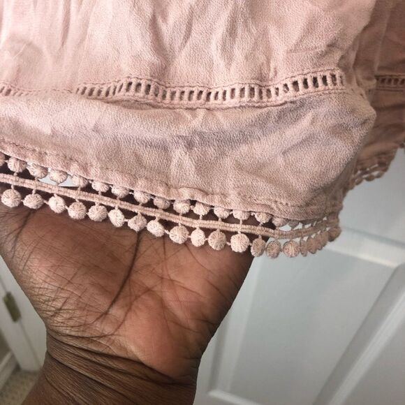 Knox Rose dusty pink short sleeve crocheted lace blouse top, size small - Picture 11 of 12